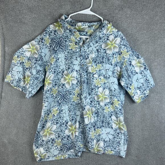Billabong Shirt Mens Extra Large Blue Green Floral Hawaiian Aloha Short Sleeve - Picture 1 of 10